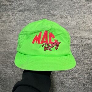 Vintage Mac Racing Snapback Hat Green Embroidered Nylon 80s 90s Adjustable Cap